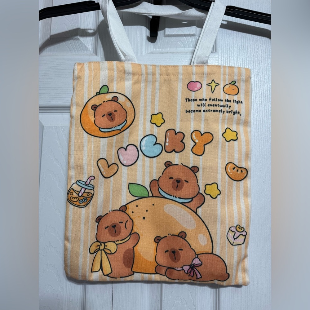 Capybara Tote Bag with Orange and White tone